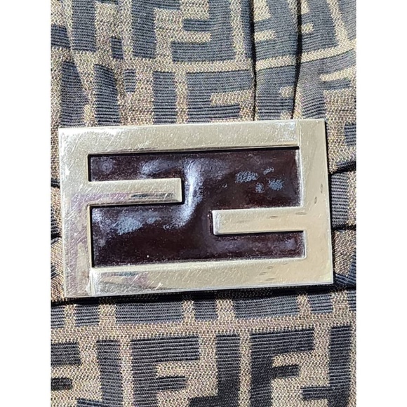 Authentic Fendi Tobacco Zucca Canvas Mia Flap Shoulder Bag Brown - Picture 12 of 16